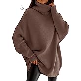 imesrun Womens Turtleneck Oversized Sweater Batwing Chunky Pullover Sweater Casual Fall Loose Knit Jumper Top