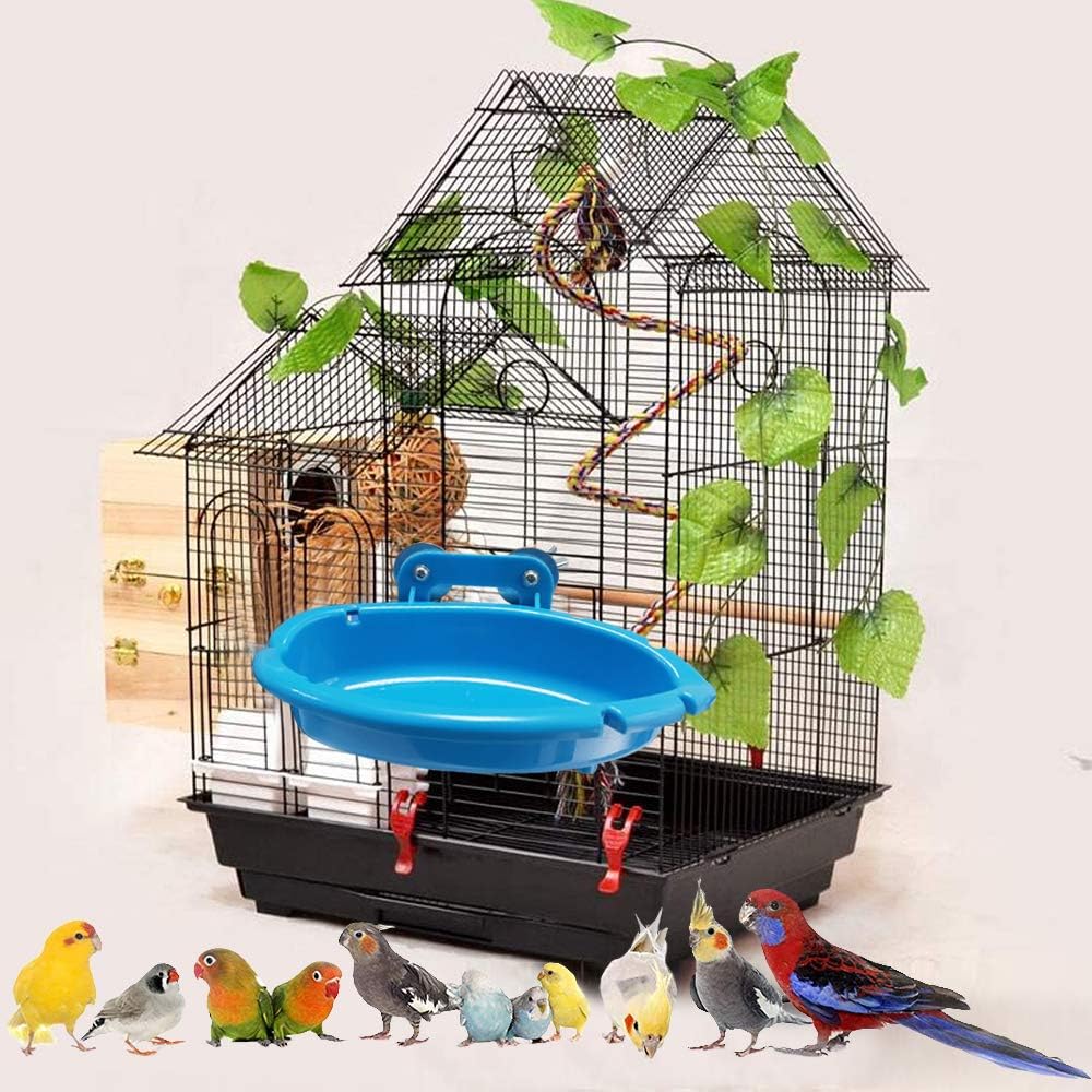 cakefly Bird Bath for Cage Bird Water Bowl Budgie Bath Tub Bird Food Feeder Shower Tray Parrots Bathing Tubs Budgie Toys Accessories for Small Birds Parakeet Canary Lovebirds Finch (Bath Tub) - Image 5