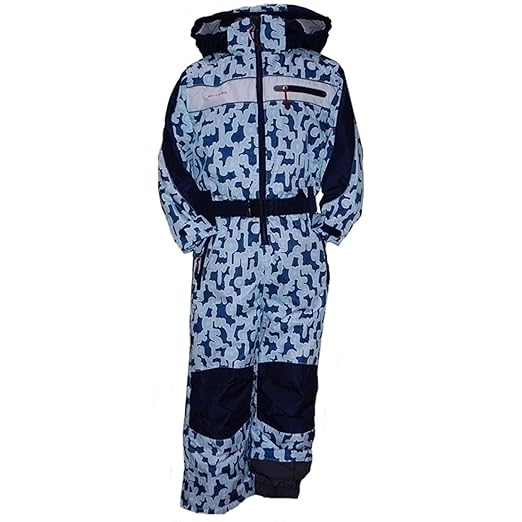 O.S.B. Group SRL-Italien - Schneeanzug Skianzug Jungen gemustert Daunen winddicht wasserdicht atmungsaktiv, blau