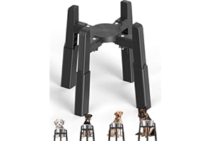 CZPET Dog Bowl Stand with Adjustable Height and Width [Stand Only], Elevated Pet Water & Food Feeder for Medium & Large Dogs, Stable and Anti-Slip Raied Bowl