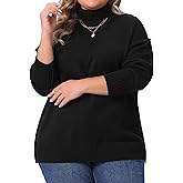 Agnes Orinda Plus Size Turtleneck Sweater for Women Long Sleeve Knit Top Casual Loose Pullover Knitwear