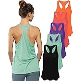 Women's 5 Pack Everyday Flowy Burnout Racer Back Active Workout Tank Tops