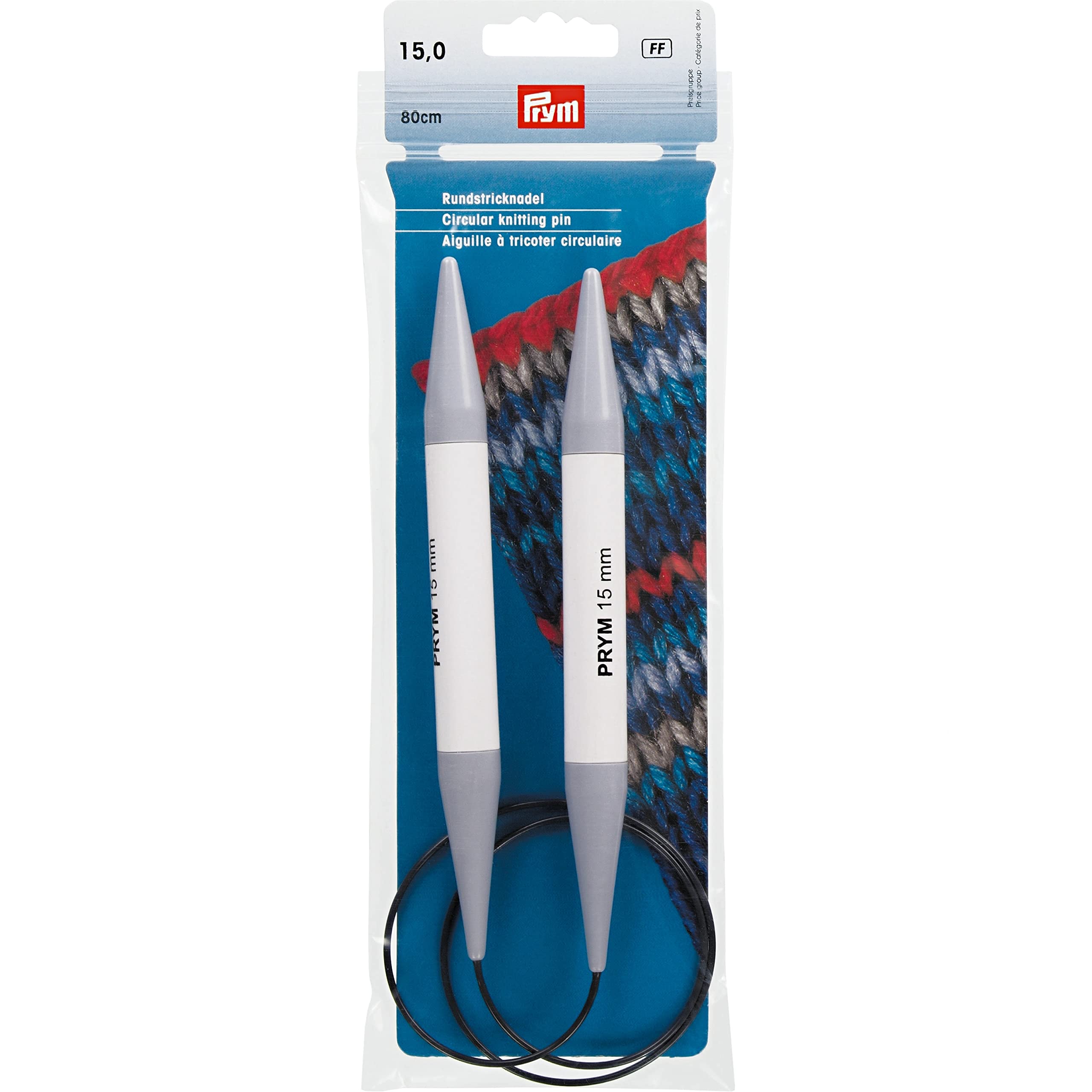 Prym 211317 Circular Knitting Needles 80 cm 15.00 mm Plastic 15 mm Grey