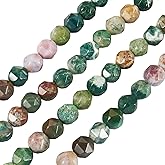 KISSITTY 8mm Natural Indian Agate Beads 92pcs Faceted Round Gemstone Crystal Energy Healing Loose Spacer Beads for DIY Jewelry Bracelets Necklaces Craft Making