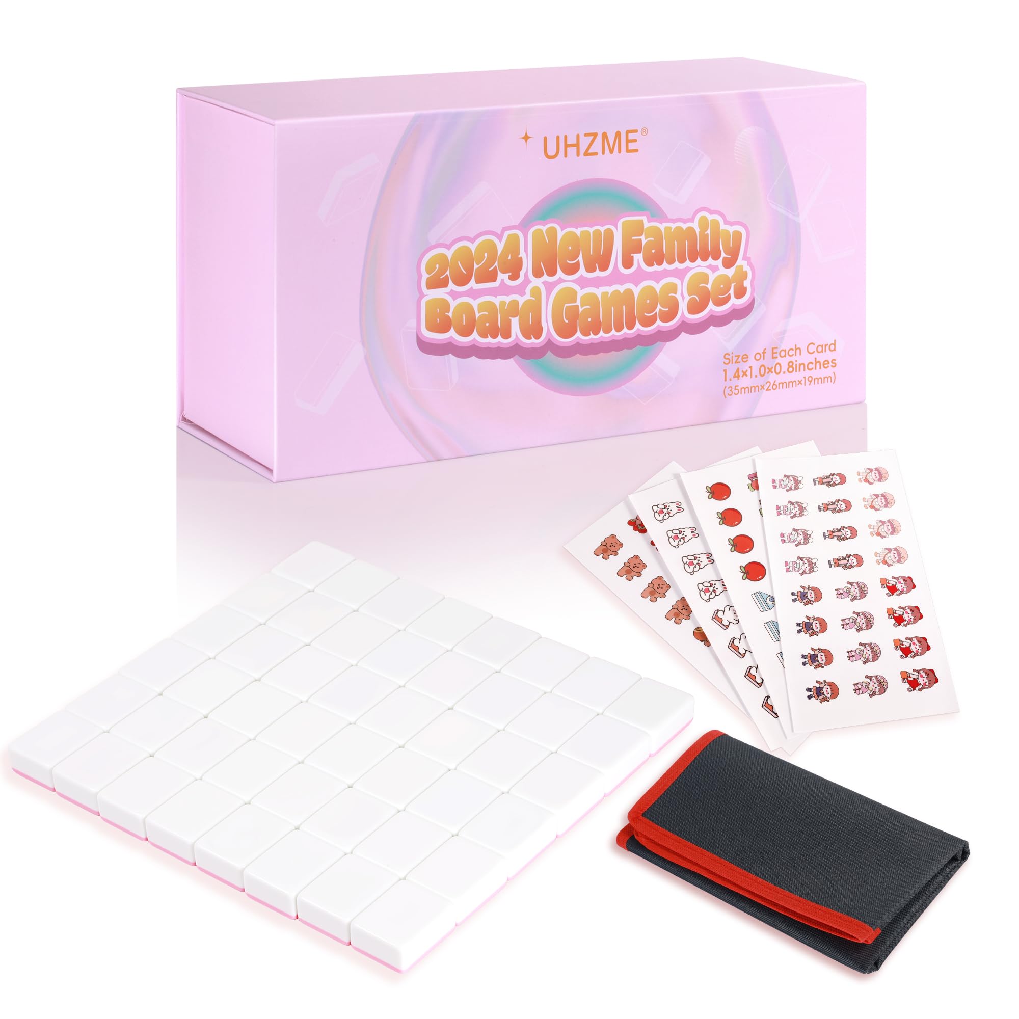 Photo 1 of UHZME Seaside Escape Game Blocks, Mahjong Game Set with 49 Tiles 35mm, Mahjong Tile Game(Pink)