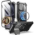 i-Blason Armorbox for iPhone 16 Case MagSafe [Camera Control Capture Button] [Built-in Screen Protector] [Camera Cover Stand] Full-Body Military Protection Magnetic Phone Case for iPhone 16, Black