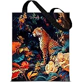 QYCFDXD Vintage Botanical Animal Canvas Tote Bag for Women, Aesthetic Floral Animal Reusable Shoulder Bag for Shopping