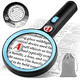 Large Magnifying Glass with Light Handheld Magnifying Glass 30 LED and1 UV Illuminated Lighted Magnifier for Seniors Close Wo