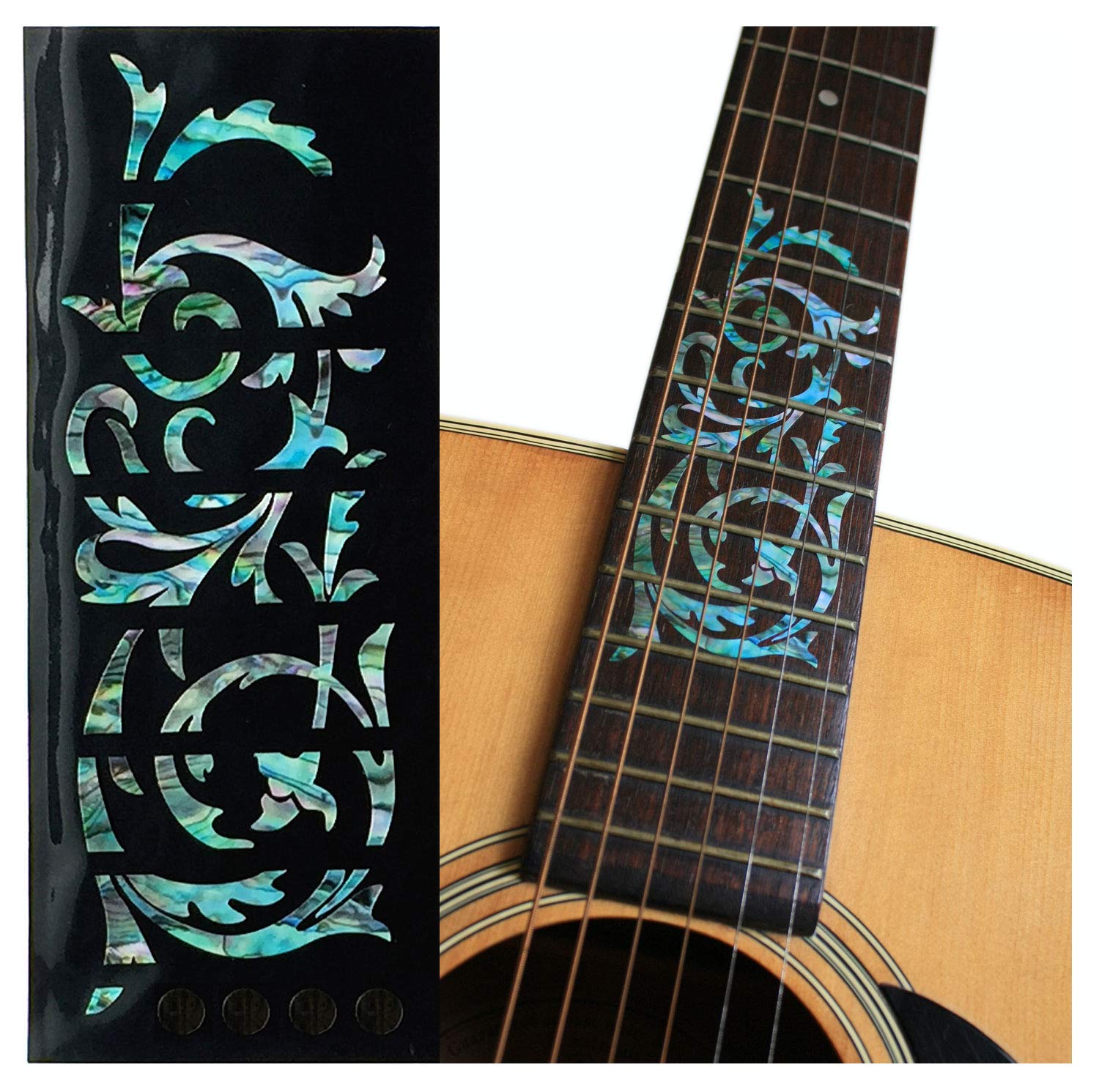 Inlay Sticker Fret Markers for Guitars - Ornamental Swirl - Abalone Mix