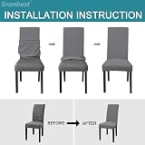Granbest High Stretch Jacquard Parson Chair Covers Set of 4 Light Grey view 6