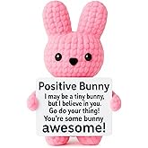 PICKLE BUDDIES Positive Bunny - Positive Crochet Animals Handmade Emotional Support Crochet Doll Desk Decor Pickle Gifts Emotional Support Plush for Anxiety & Stress Relief