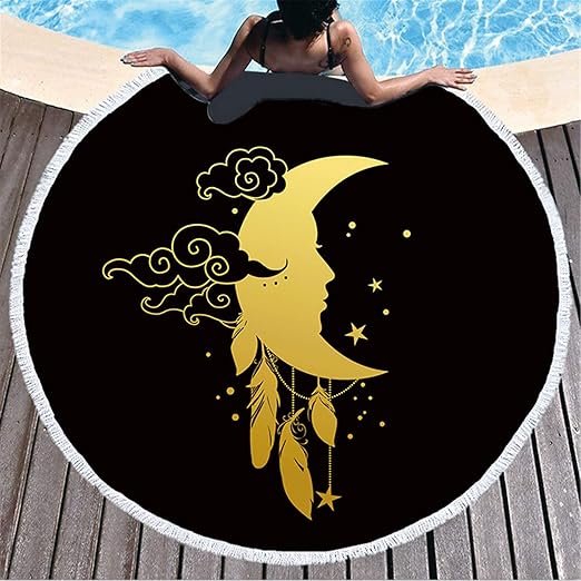 Babifis Golden Sun Series Microfiber Beach Towel Circle Picnic