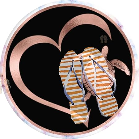 PEIGJH Runde Teppiche, Meeresschildkröte Rose erröten Teppich 60cm