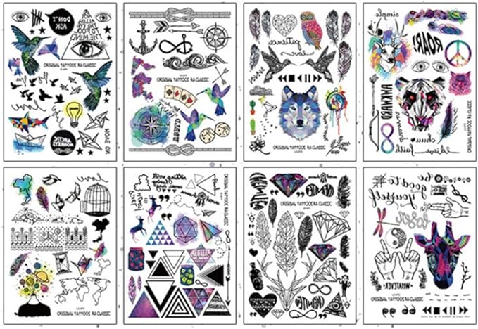 Freessom Kit De 8 Tatouage Ephémère Femme Homme Temporaire