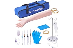 VEVOR Phlebotomy Practice Kit, IV Venipuncture Intravenous Training Kit, High Simulation IV Practice Arm Kit with Carrying Ba