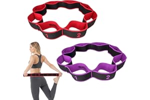 2 Pcs Yoga Stretching Straps with Loops, Stretch Bands for Exercise、Pilates 、Gymnastics Physiotherapy，Yoga Elastic Belt Acces