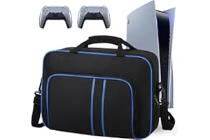 Arukaze For PS5 Carrying Case，Portable Protective Travel Storage Bag with Thick Padding Compatible for PS5 Digital Edition Console, for PS5 Controller, Game Discs, Charger & Accessories，Black