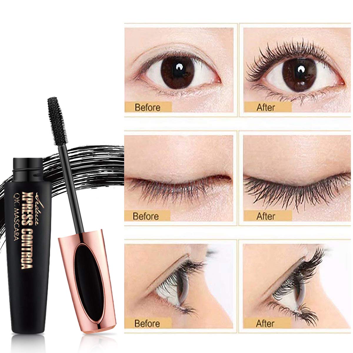2PCS 4D Silk Fiber Eyelash Mascara Waterproof, Extra Long Lash Mascara, Lengthening and Thick, Long Lasting, Smudge-Proof, Voluminous Eyelashes, Natural Extension Mascara : Beauty