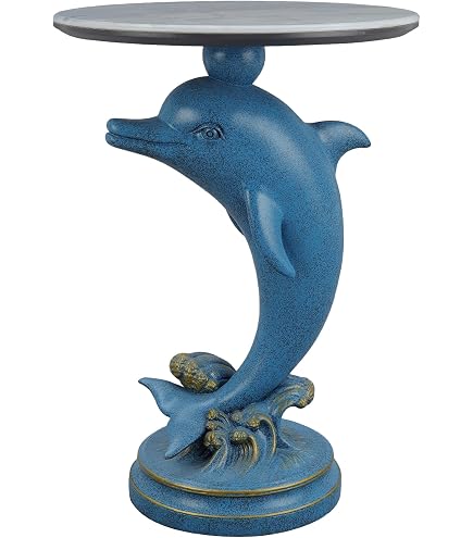 SPI Home Sea Turtle Accent End Table – Coastal Nautical Style, Aluminum & Glass, 23"H X 22"W