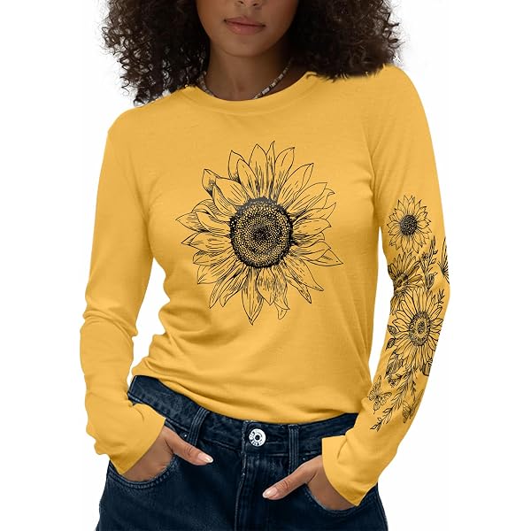 SweatyRocks Women's Heart Graphic Long Sleeve T-Shirt - Casual Fall Top