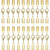 Qulltk 20Sets Cord End Caps with Lobster Clasp Connector,316 Stainless Steel Cord Ends for Jewelry Making Leather Necklace Cord with Clasp 3MM ID End Caps for DIY Bracelets Necklaces