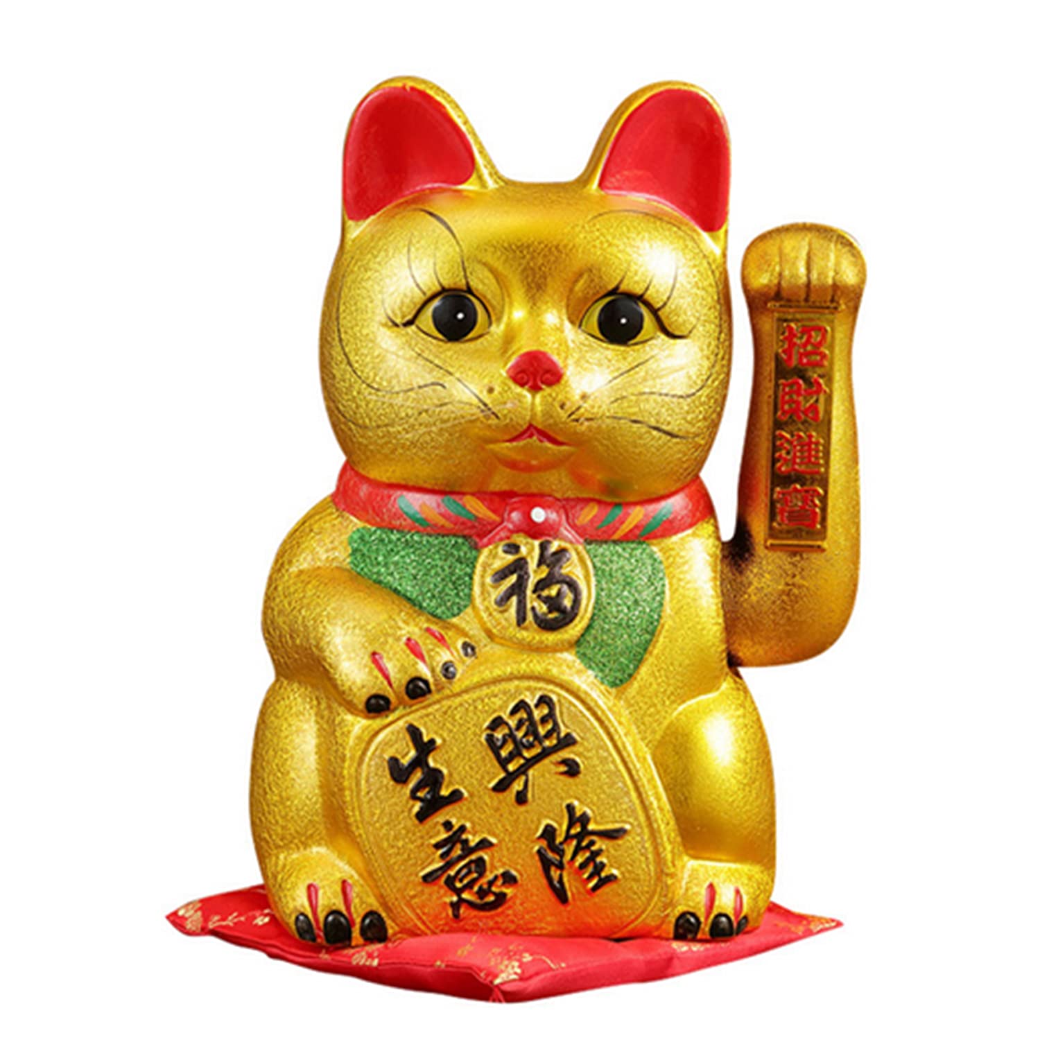 Lucky Cat Waving Arm Lucky Cat, 9-inch Ceramic Lucky Cat Lucky Feng Shui Cat