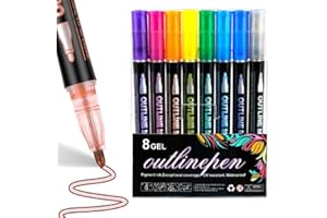 Double Line Outline Marker Pen, 2026 NEW Outline Marker Set, Glitter Gel Double Line Outlines Pen Sparkle Markers Colorful Ar