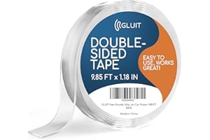 GLUIT New Double Sided Tape Heavy Duty 17.5 lbs Reusable Adhesive Removable Washable Multipurpose Mounting Tape Gel Grip Tape Carpet Tape for Home Office Kitchen Car Poster 9.85FT