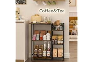 keomaisyto Coffee Bar Station, Coffee Station Cabinet with Dividers for Organizing Coffee Accessories, Farmhouse Coffee Stand, 3 Tier Coffee Table for Living Room/Entryway/Kitchen