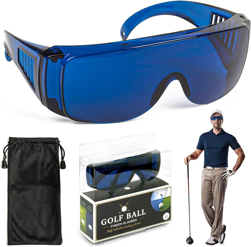 Thumbs Up Original Golf Ball Finder Glasses Blue Lens Carry Pouch
