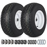 GICOOL 16x6.50-8 Tubeless Tire and Wheel, 16x6.5-8" Lawn Mower Tires, 3"-4.5" Offset Hub, 3/4" or 5/8" Bearing, Universal Fit Riding Mower and Garden Tractor Front Wheels, 4 Ply, Turf Pattern, 2 Pack