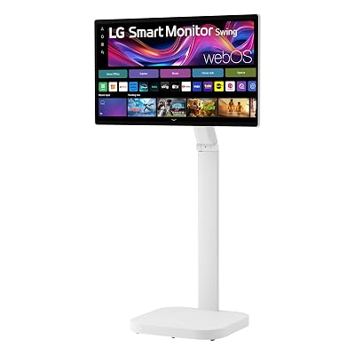 LG Smart Monitor Swing 32U889SA-W 32-Inch 4K UHD (3840x2160) IPS Touchscreen on a Fully Adjustable Wheeled Base HDR10, webOS, Built-in Speaker, HDMI, USB Type-C, Tilt/Height/Swivel/Pivot Stand, White