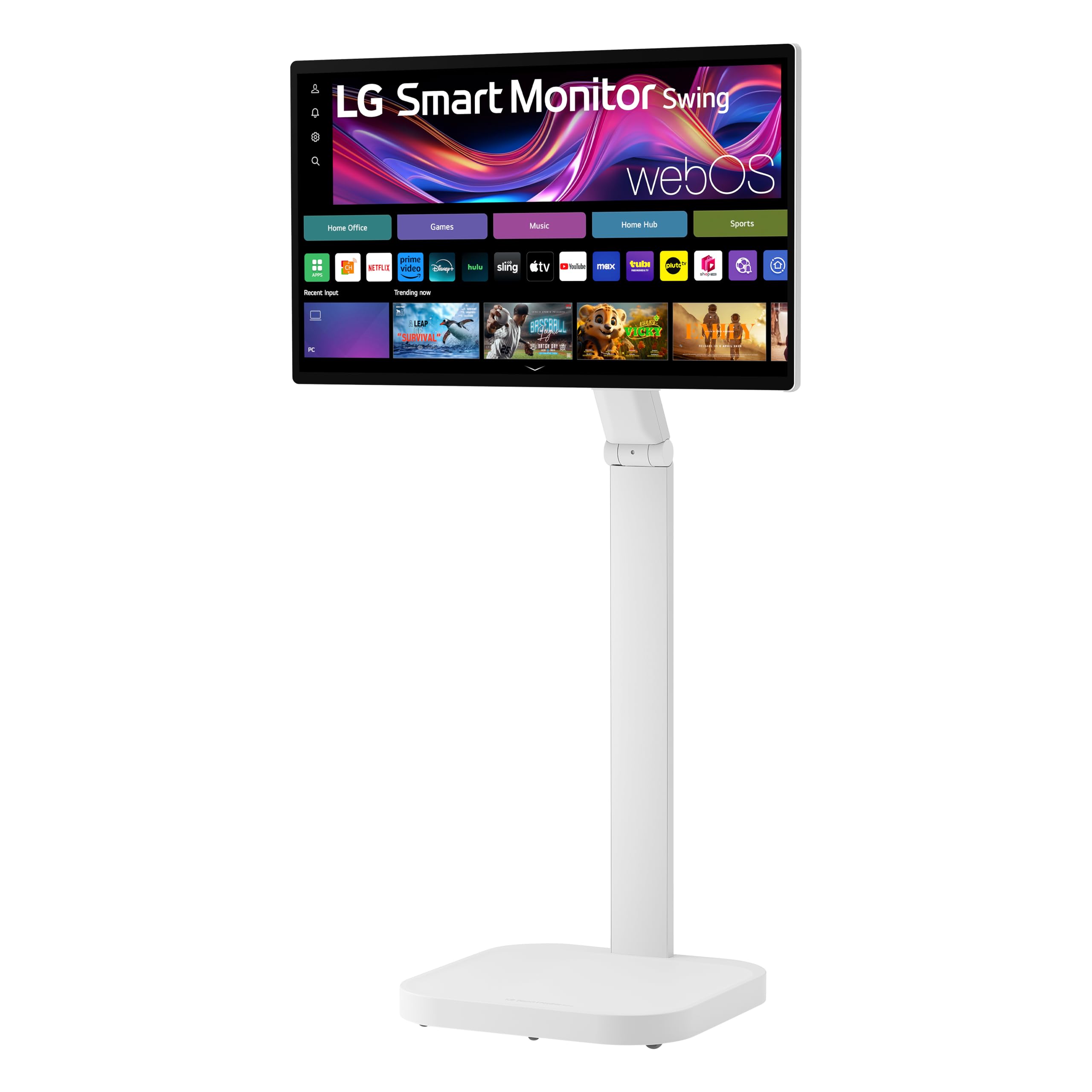 Photo 1 of LG Smart Monitor Swing 32U889SA-W 32-Inch 4K UHD (3840x2160) IPS Touchscreen on a Fully Adjustable Wheeled Base HDR10, webOS, Built-in Speaker, HDMI, USB Type-C, Tilt/Height/Swivel/Pivot Stand, White