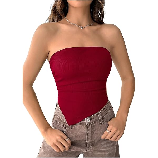 MakeMeChic Women's Newspaper Print Strapless Tube Top – Backless Fitted Y2K Bandeau - View #3