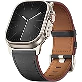 Easuny Leather Bands Compatible with Apple Watch Ultra 2 3/Ultra Band 49mm 44mm 45mm 46mm 42mm Men, Top Grain Genuine Leather Strap for iWatch Series 11 10 9 8 7 6 5 4 SE3 SE2 SE 3 2 1