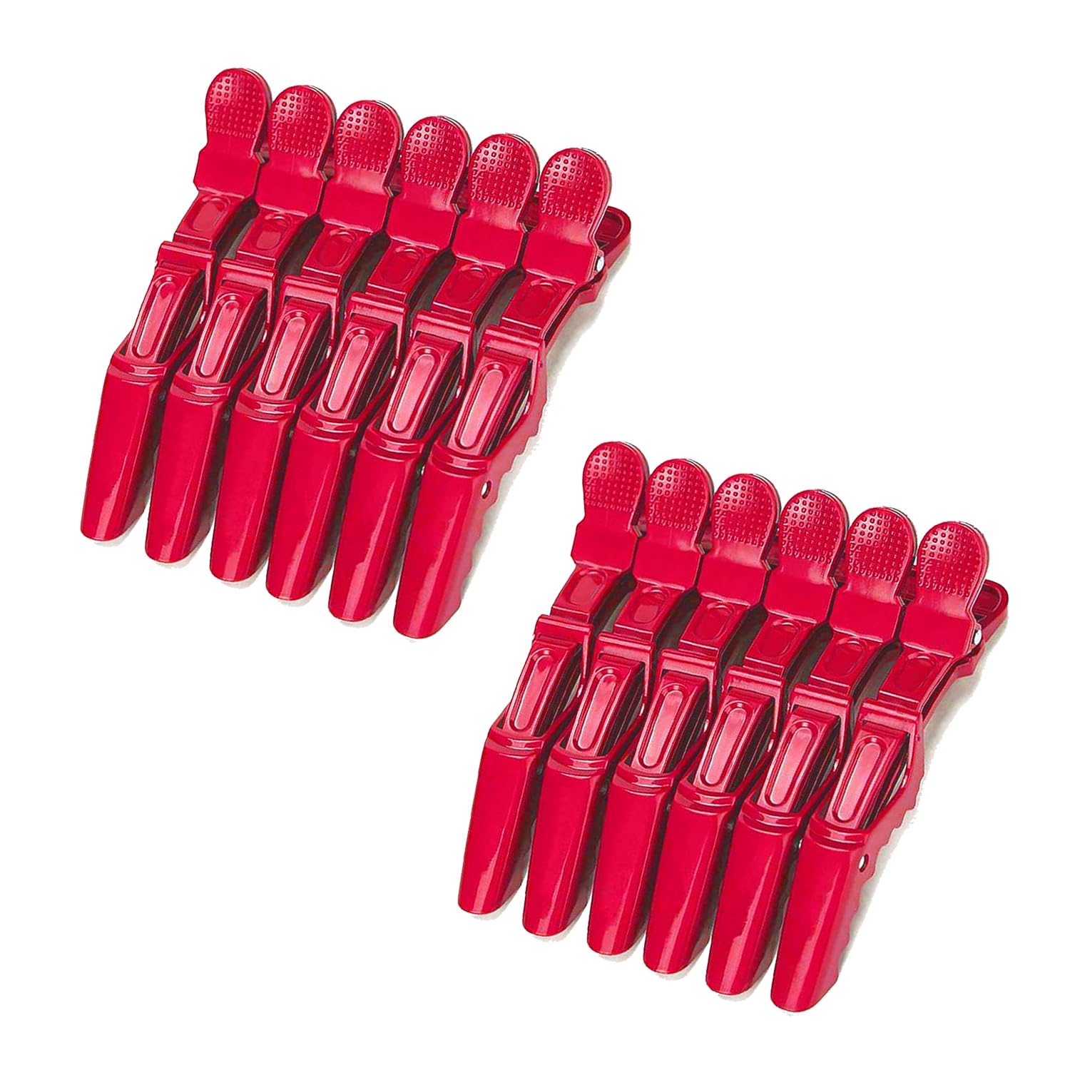 Velvet London | 12PCS Crocodile Clips Hair | Professional Hair Clips For Styling | Sectioning Crocodile Hair Clips For Women Girls | Alligator Clips Hair Sectioning Clips for Salon Home Use | (Red)