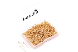 BEADIA Open Eye Pins Gold Head Pins for DIY Jewelry Making 20mm 500pcs