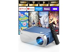 Mini Projector with WiFi and Bluetooth, Antmap Portable Movie Projector for iPhone, 1080P Support, Built-in Speaker, Small Proyector for Home Theater, Compatible with TV Stick/ iOS/Android/PC/HDMI