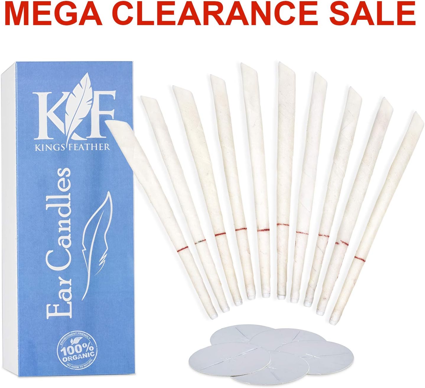 Pure Beeswax Ear Candles for Aromatherapy - 100% Natural - Muslin Cotton - Double Filters - Organic Candles - Hollow Ear Wax Remover - Relaxes Nerves - Improves Sleep - 10 Pcs, 5 Pcs Protective Discs