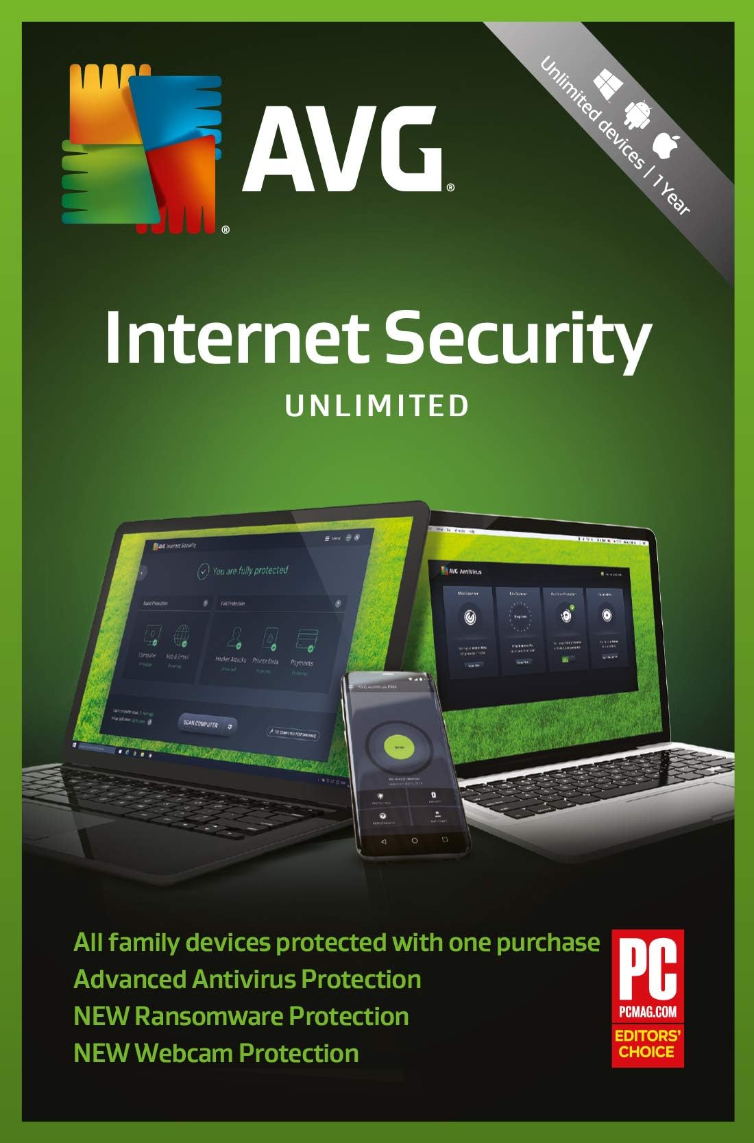 AVG Internet Security 2019 Unlimited Devices - 2 Years|2019 Unlimited Edition|Unlimited Devices|2 Years|PC/Mac/Android|Download