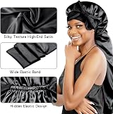 BONNET QUEEN Silk Bonnet for Sleeping Long Hair & Braids Black view 7