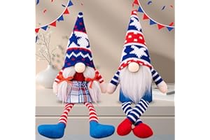 DAKUO 4th of July Gnomes Decorations for Home, 2PCS Handmade Patriotic Gnomes Plush Swedish Tomte Memorial Day Decor for Fourth of July USA Independence Day Veterans Ornament Gift
