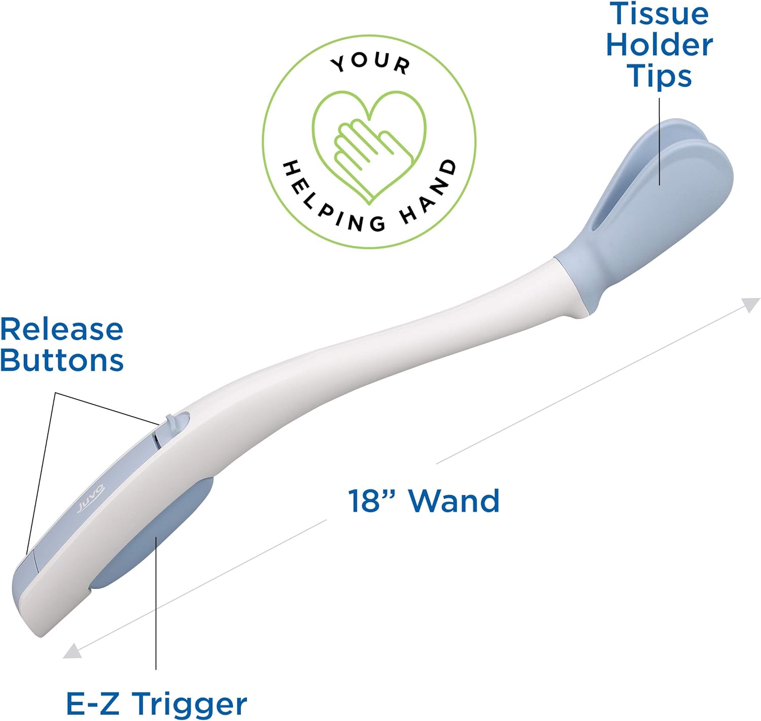 18” Juvo Toilet Aid - Long Reach Toilet Wand & Wiping Aid - Cover Included - Easy Use Comfort Wiper for Toilet Paper or Wipes, Multi: Health & Personal Care