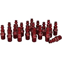 ColorFit by Milton 727MC-20 Pneumatic Plugs - (M-Style, Red) - 1/4" NPT Male, (Box of 20)