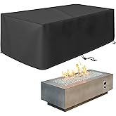 Outdoor 56 Inch Rectangular Fire Pit Cover – 600D Waterproof & UV Resistant Fire Pit Table Cover with Drawstring Fits