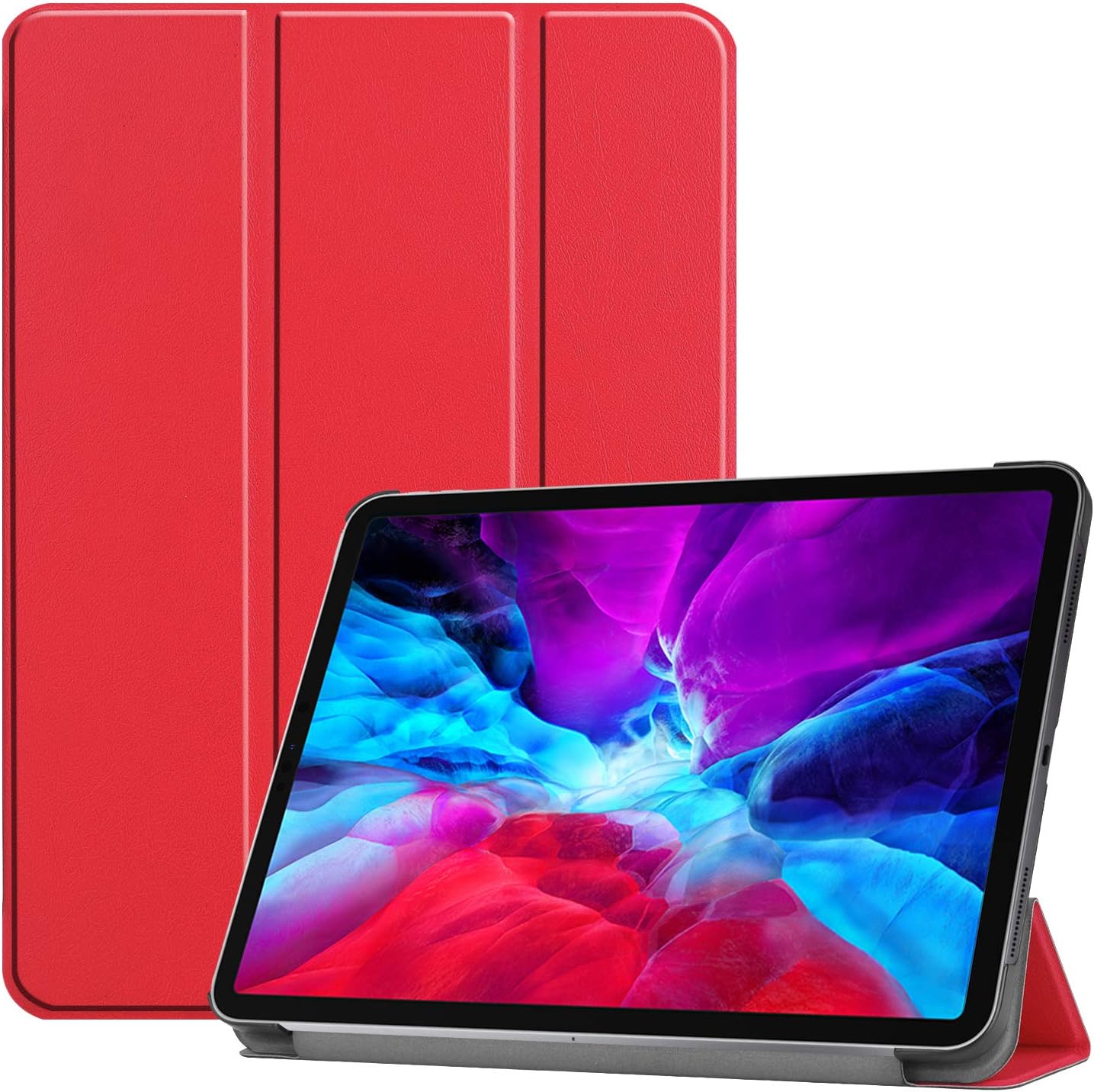 Smart Case for iPad Pro 12.9 inch 2020 4th Generation, UGOcase [Support Apple Pencil Charging] Slim Lightweight Stand Cover with Auto Wake/Sleep for iPad Pro 12.9 [Multiple Angle Viewing], Red