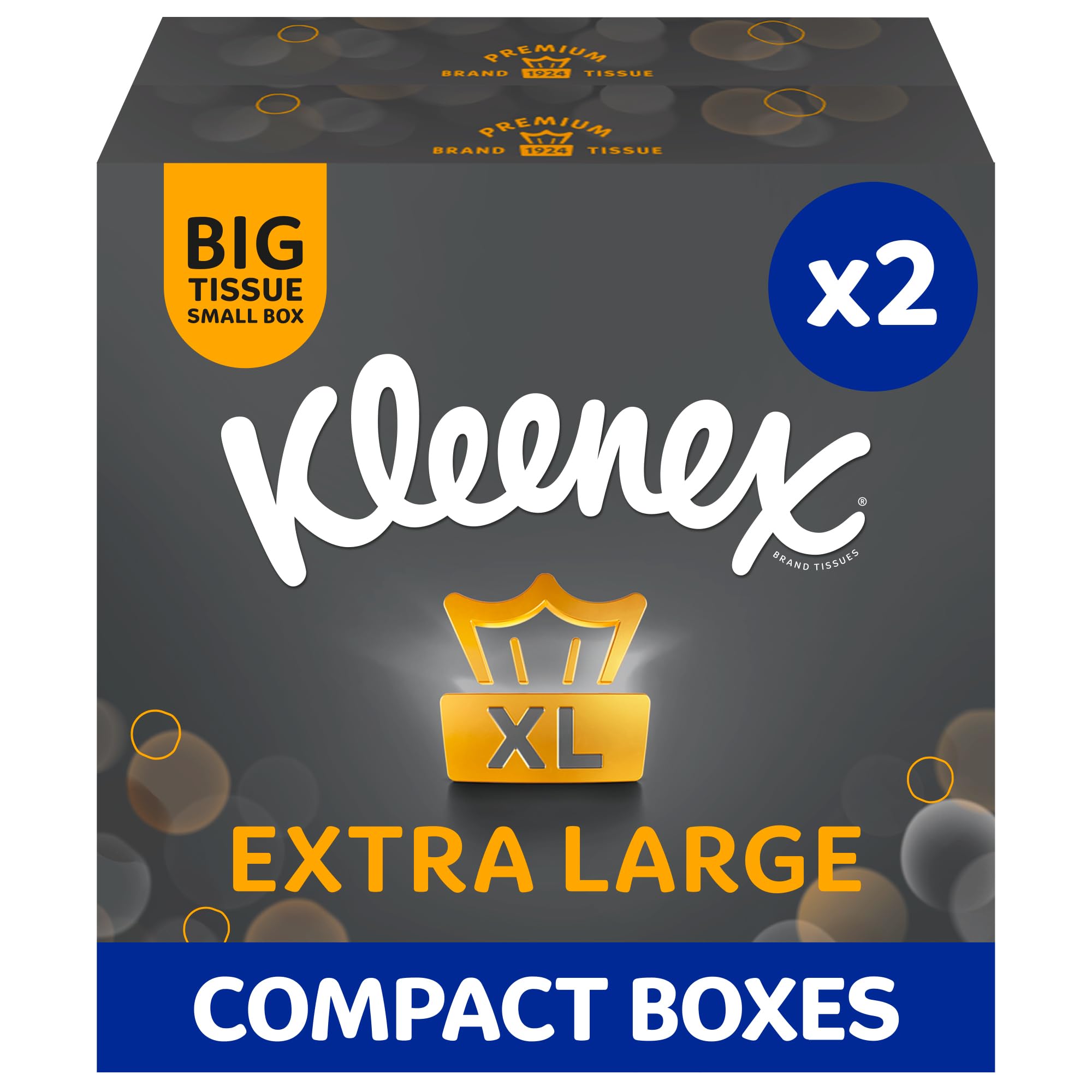 Kleenex Extra Large Facial Tissue in Compact Box - Pack of 2-100% Recyclable Packaging (88 Tissues Total)