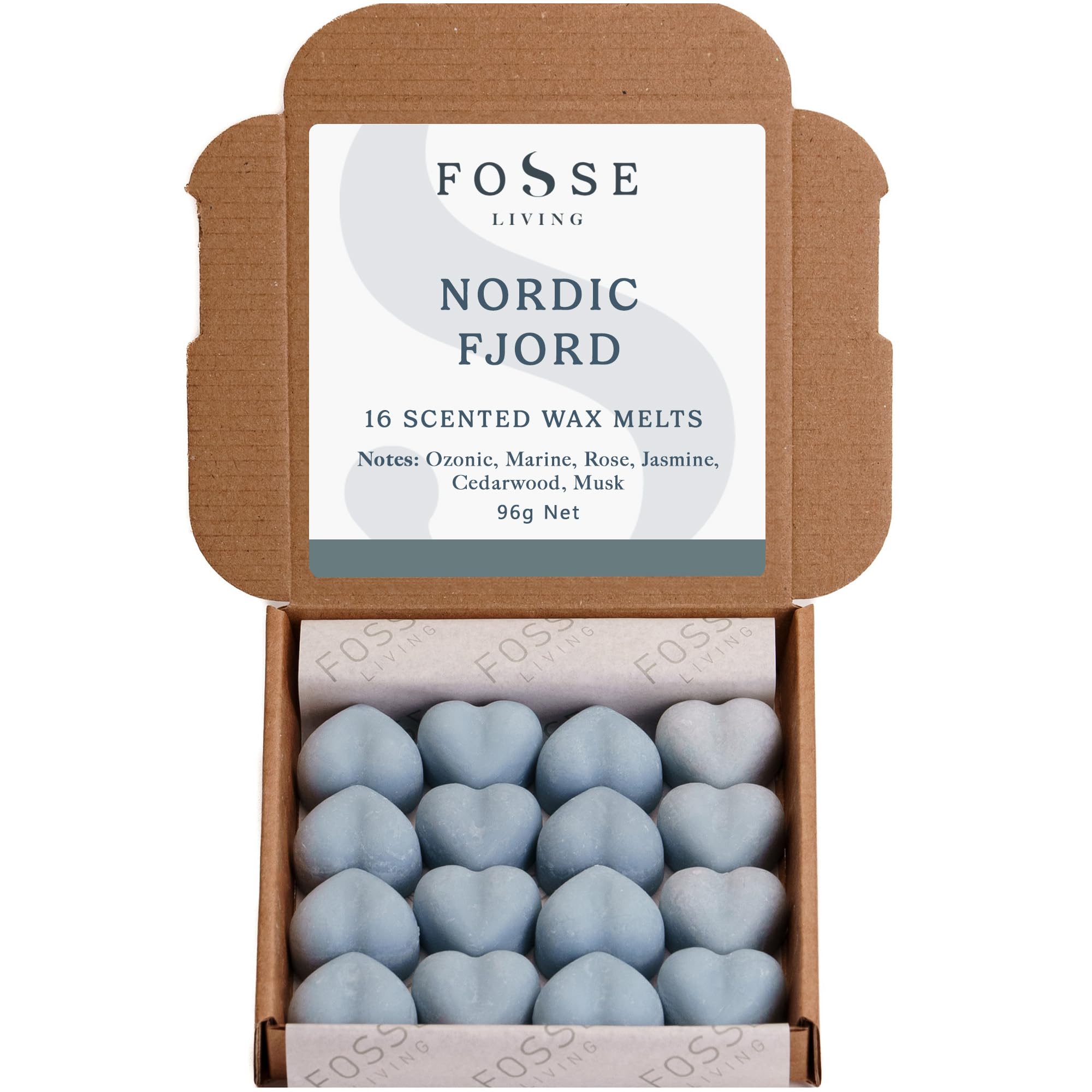 Nordic Fjord Soy Wax Melts 16 Pack | Crisp, Cool & Invigorating | Natural, Vegan & Plastic Free | Up to 96 Hrs Scent | Pet Safe | Handmade in UK – Fosse Living