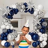 Conleke 156Pcs Balloons Garland Arch Kit Navy White Silver Explosion Star view 5