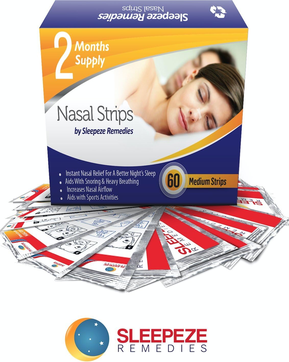 Nasal Strips Medium (x 60 Pack) Nose Strip to Stop Snoring, Snoring Strips to Help You Breathe Through Your Nose - Image 4